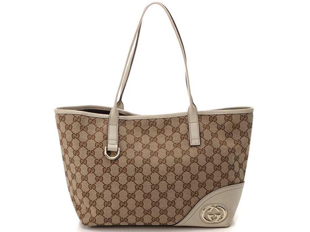 Gucci Canvas Tote Bag Beige Cream